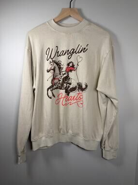 NWT HRT & LUV Wrangling Hearts Mineral Wash Sweatshirt XL Western Cowgirl Rodeo